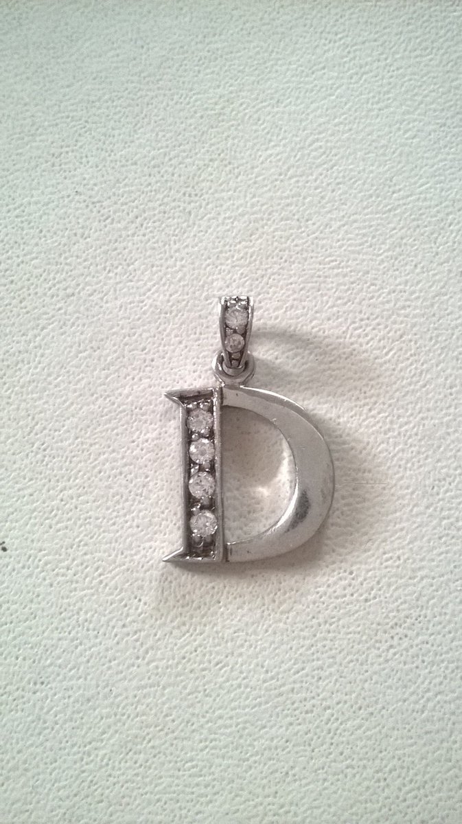 Gemstones-silver letterhanger D 925-sterling zilver met zirkonia