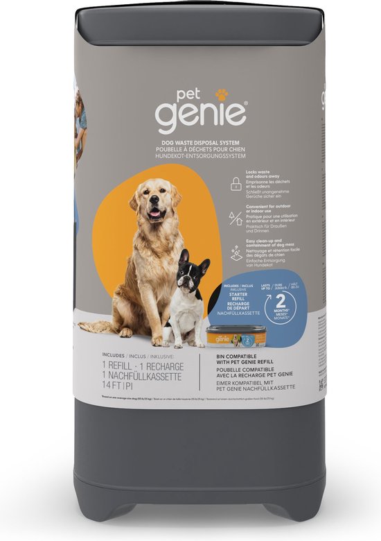 LITTER GENIE Poubelle Pet Genie - Afvalcontainer à déchets pour chiens - Système robuste et léger pour un nettoyage facile et un contrôle des odeurs - Convient pour l'intérieur et l'extérieur