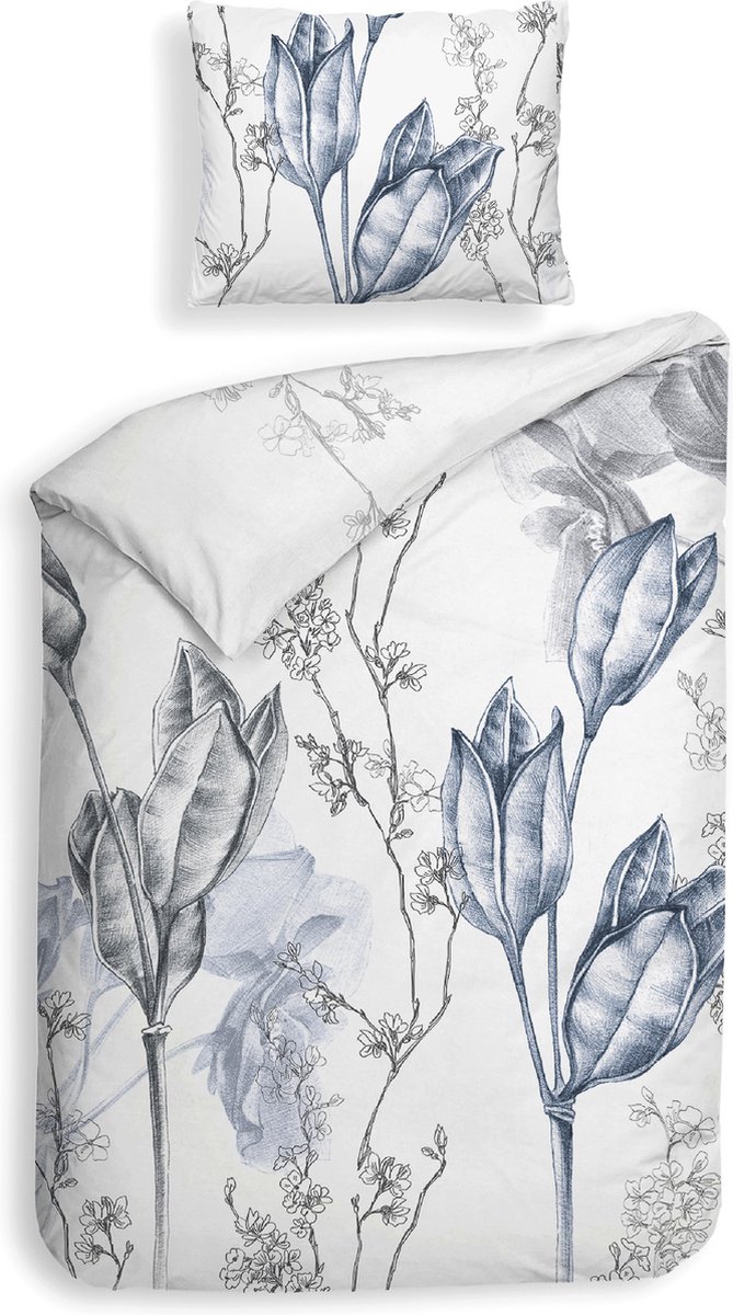 Heckettlane Heckett Lane Dekbedovertrek - White Bloemen Satijn - B 140 x L 200 cm/B 140 x L 220 cm - 1-persoons Omkeerbaar - REFS745-01-140 x 200-220 cm