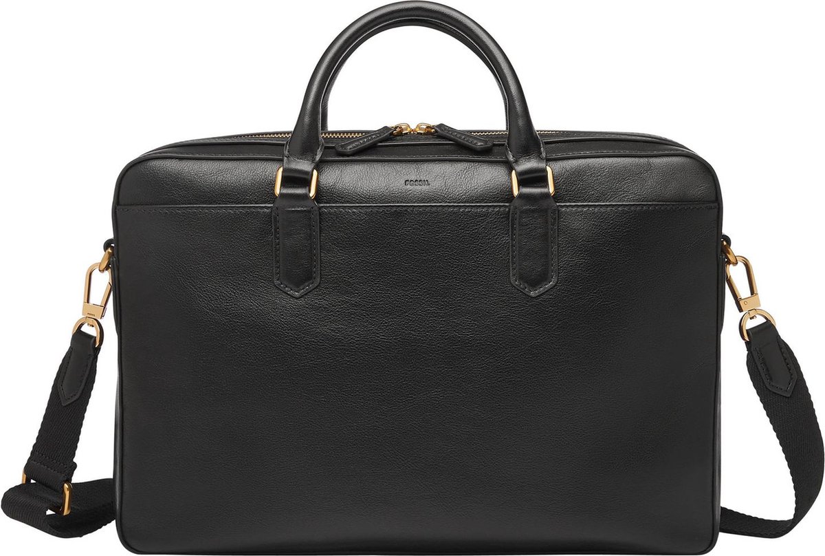 FOSSIL Business tas Laptoptas met laptopvak Asher Briefcase Black Zwart
