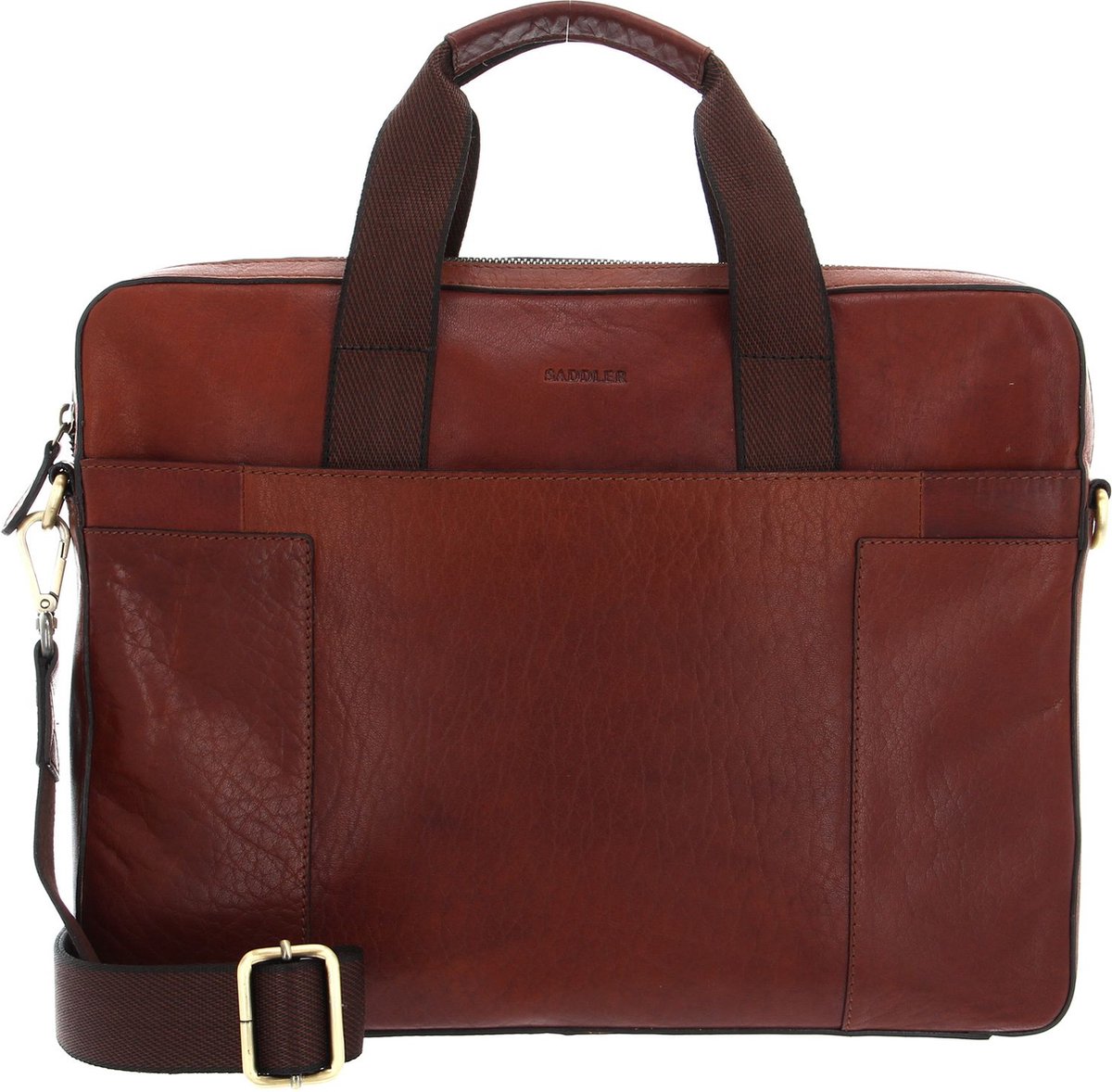 SADDLER Leren Laptoptas Business tas met laptopvak Lanco Computer Bag Midbrown Bruine