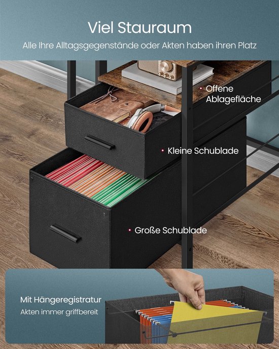 IDIMEX Schreibtisch Raul mit 4 Schubladen aus Massivholz, Kastanien Farben - Bürotisch mit Stauraum und Nische, Home-Office-Schreibtisch, PC-Tisch mit Aufsatz
