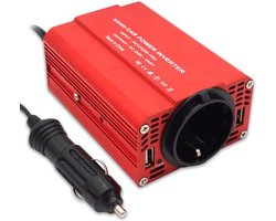 White-Label® Omvormer 12v 230v Zuivere Sinus - Spanningsomvormer - 300W - Rood