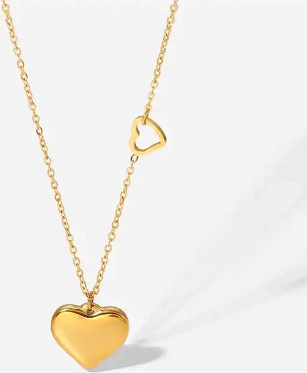Ketting met hartje - Stainless Steel - Kleur goud - Fijne damesketting - hart -