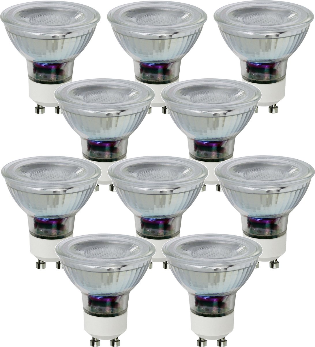 Trango Set van 10 GU10COBSD*10 GU10 LED-lampen 3-traps dimbaar 3000K warm wit voor vervangende GU10 & MR16 halogeenlampen, voor inbouwspots, plafondspots, inbouwspots, spots