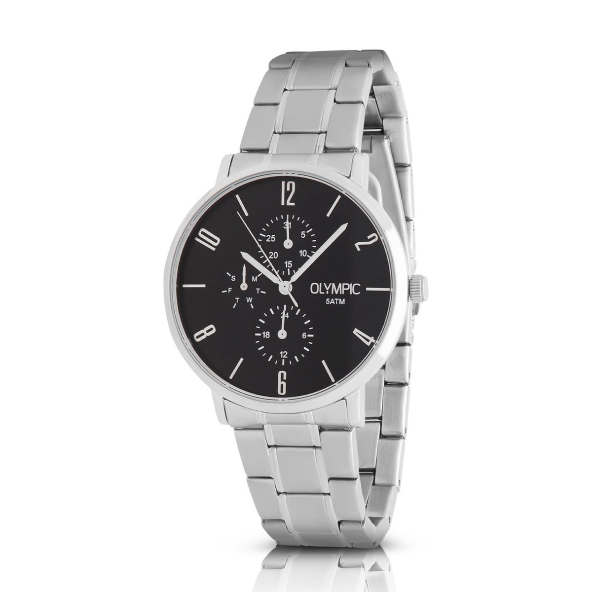 Olympic OL89HSS076 Tobias Heren Horloge - Mineraalglas - Staal - Zilverkleurig - 40 mm breed - Quartz - Vouw-Vlindersluiting - 5 ATM (douchen)