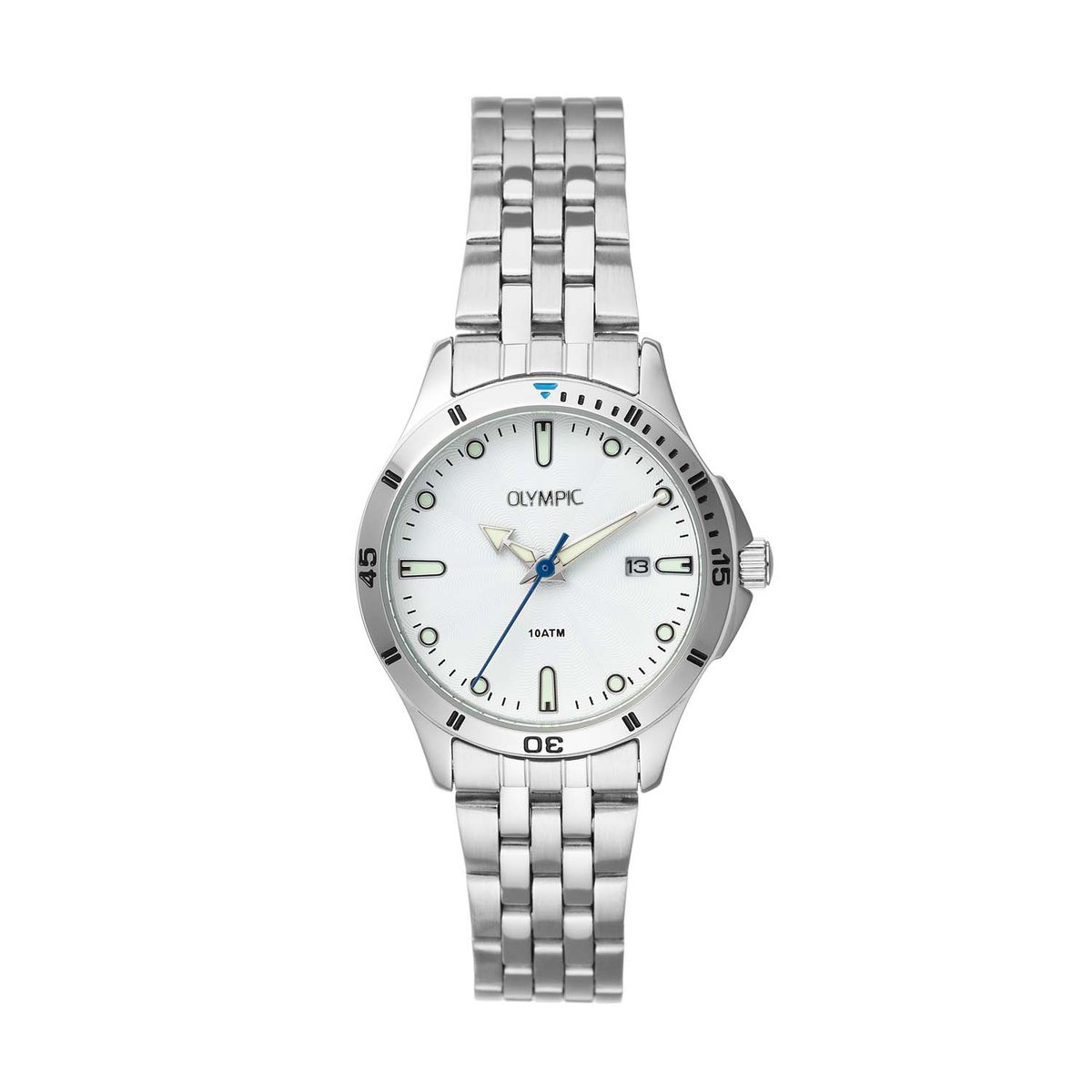 Olympic OL72DSS112 Quinn Dames Horloge - Mineraalglas - Staal - Zilverkleurig - 28 mm breed - Quartz - Vouw-Vlindersluiting - 10 ATM (zwemmen)