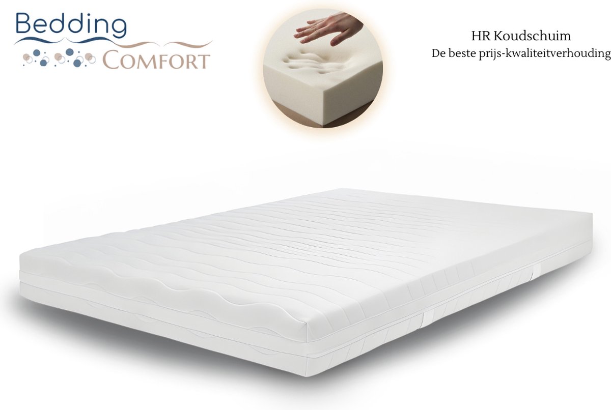 Beddingcomfort Matras 180x200 Dikte 20cm HR koudschuim & Hybrid - Wasbare Tijk met Clima-vezel - Hotelkwaliteit - Ventilerend & Hygiënisch - Gratis Retourneren - Gemaakt in Nederland wit
