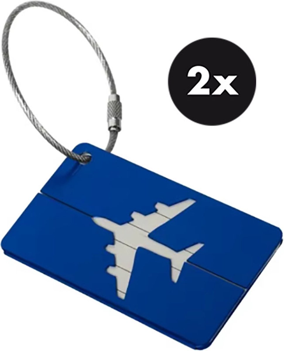 Actie4you® - Bagage label - Kofferlabel - Reizen met het Vliegtuig - Bagagelabels voor koffer – Aluminium – 2 Stuks - Blauw