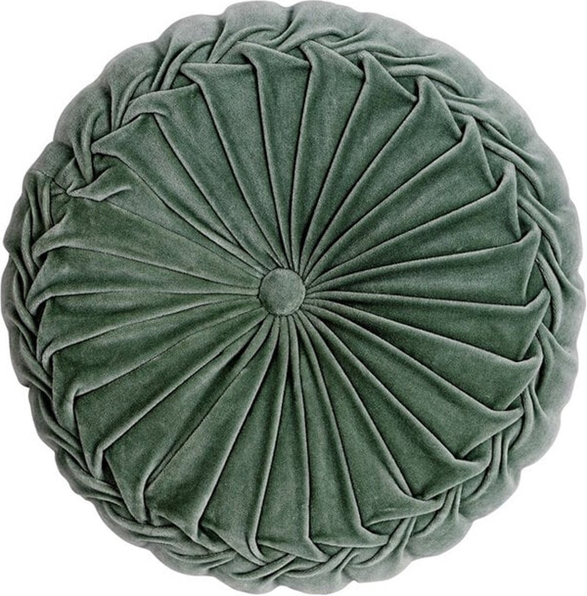 Linen & More Kanan - rond velvet sierkussen - blauwgroen - 40 x 40 cm