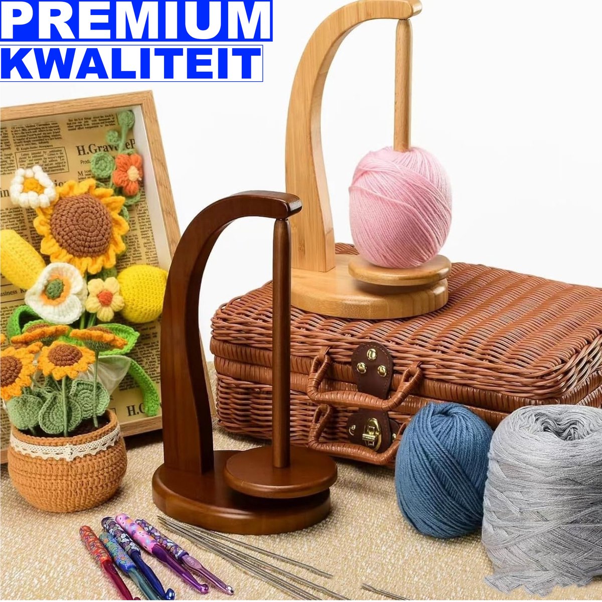 Yarn Holder - Yarn Fix - Yarn Winder - Breien - Garenhouder - Hout - YarnFix - Bolhouder — afbeelding 3