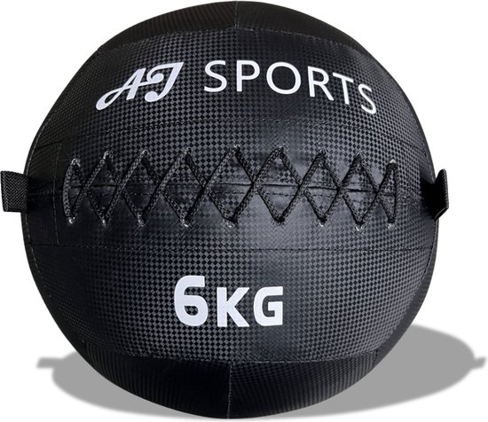 AJ-Sports Wall Ball 6kg - Medicijnbal - Medicine ball - Gewichtsbal - Krachtbal - Trainingsbal - Krachttraining - Zwart