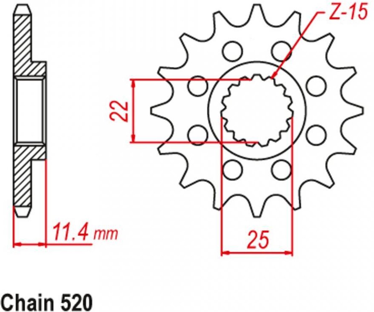 versnellingsbak tandwiel voor motor ktm 620 lc4 sx 1994 tot 1998 15 dts 520 equivalent jtf1902 nieuw