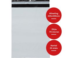 20x Verzendzakken voor kleding / verzendenveloppen / coex zakken / webshop zakken / 320 x 420 mm - 70 micron dik - wit (M)