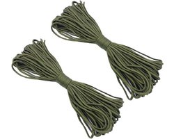 2 stuks - Paracord - 30M - Touw - 4mm Parakoord - Sluitingen, Karabijnhaak, Sleutelringen, Klikgesp - Knutselen Set voor Volwassen, Kinderen, Meisjes - Armbandjes, Lanyard, Sleutelhanger Maken - Groen - Polypropyleen