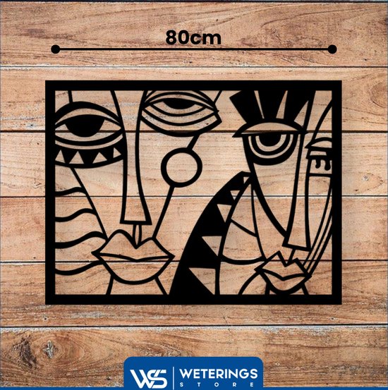Weterings Store® - Décoration murale industrielle - Picasso Art - Décoration de salon - Métal - 80x60cm - Revêtement en poudre