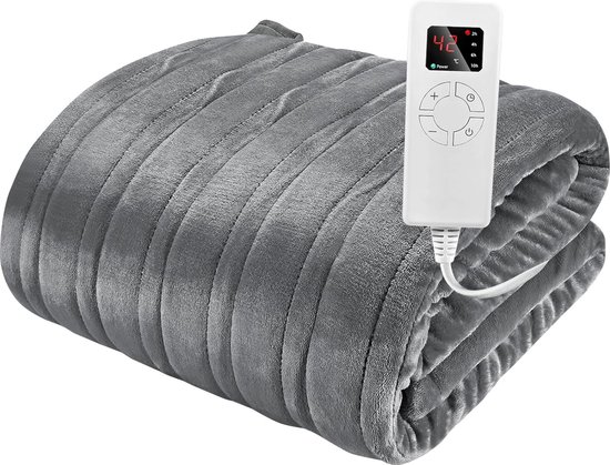 ApexArte® Elektrische onderdeken 2 Persoons - Warmtedeken Elektrisch - Extra Zacht - Grijs