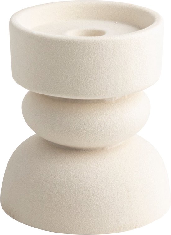 Gusta - Bougeoir - Céramique - Sable - 9,8 x 12,5 cm
