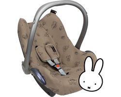 Ukje-Nijntje Hoes voor Maxi Cosi Pebble Cabriofix Citi - Autostoelhoes Groep 0 - Zacht Katoen - Met Waterdichte Voering ter Bescherming van je Autostoel - Perfecte Pasvorm - Taupe Nijntje