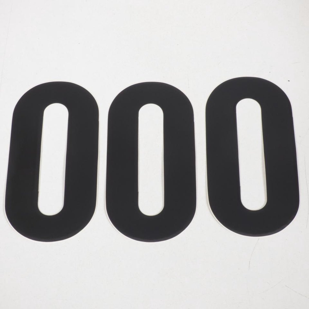 Lot de trois stickers autocollant numéro course noir chiffre 0 Zéro 15x7.5cm pour moto scooter quad neuf