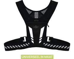 MySportFit - Hardloopvest - Running Vest - Zwart met Reflectoren - Waterbestendig - One size - Telefoonhouder en Fleshouder