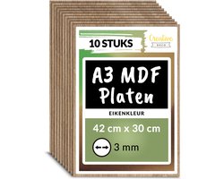 Creative Deco 10 x A3 MDF - Plaat Eiken| 420 x 300 x 3 mm | Perfect voor Lasersnijden, CNC - Frezen, Modelleren, Freeswerk, Figuurzagen