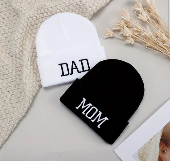 Set van 2 mutsen muts met tekst DAD & MOM duo set voor papa en mama's | bol