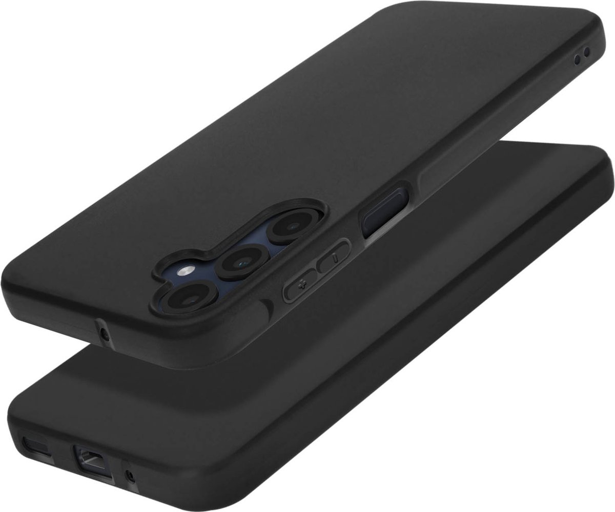 Avizar Hoesje Geschikt voor Samsung Galaxy A16 Silicone Zacht Mat, Zwart