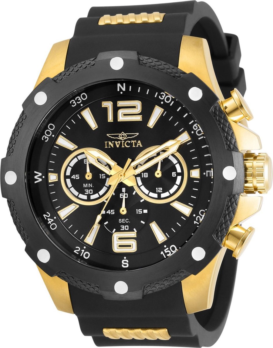 Invicta I-Force 30769 Heren Horloge - Waterdicht - Analoog - Quartz Uurwerk - Roestvrij Staal met zwarte Wijzerplaat - 50mm
