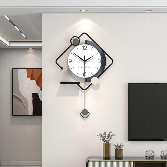 Keuken Eenvoudige grote wandklok, stijlvol en stil in de woonkamer, wandklok in de hal, grote klok geschikt for woonkamers en studeerkamers Decoratie (Zwart,14inch