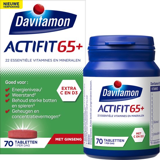 Davitamon Actifit 65+ - Multivitamine voor 60 plussers  - 70 tabletten - Voedingssupplement