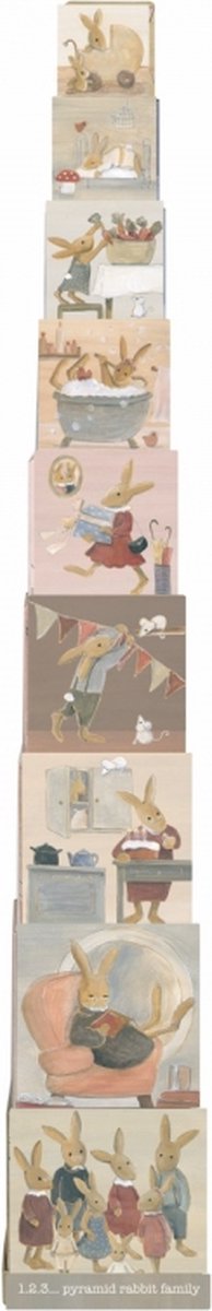 Egmont Toys stapelkubussen karton familie konijn educatief speelgoed 15x15x15 cm.