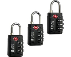 Dutch Quality® TSA Kofferslot 3-Cijferig - Cijferslot - Reisslot (3-pack) - Set van 3 - tsa slot - bagageslot - zwart