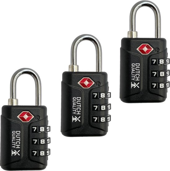 Dutch Quality TSA kofferslot 3-cijferig – reisslot – 3-pack