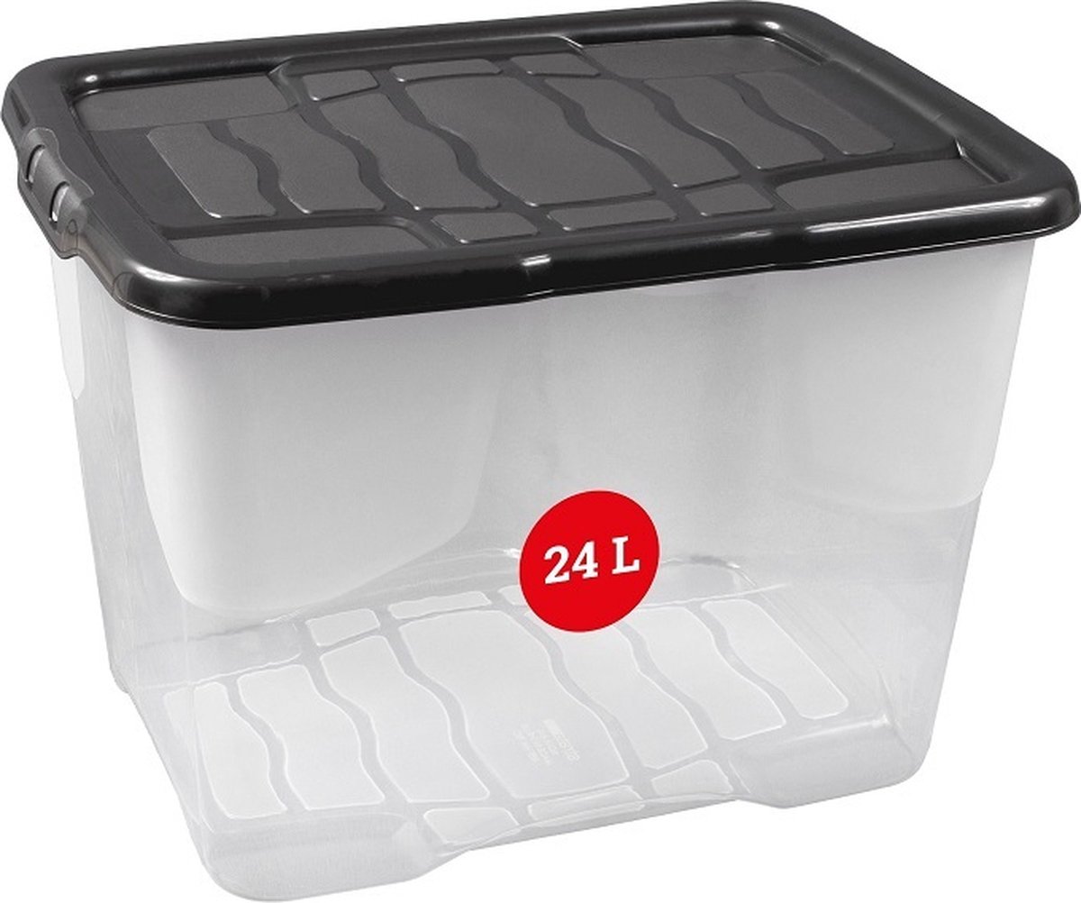 Doorzichtige opbergbox met deksel 24L | Stapelbaar | Transparant | Topkwaliteit