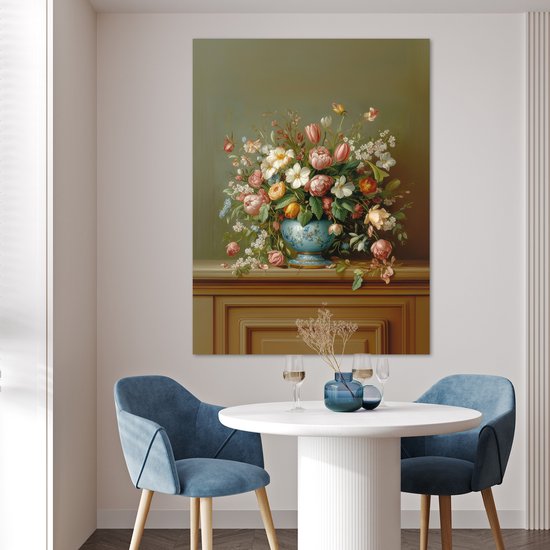Poster 90x120 cm - Vaas - Pastel - Kleuren - Bloemen - Posters - Kamer decoratie - Wanddecoratie woonkamer - Muurdecoratie slaapkamer