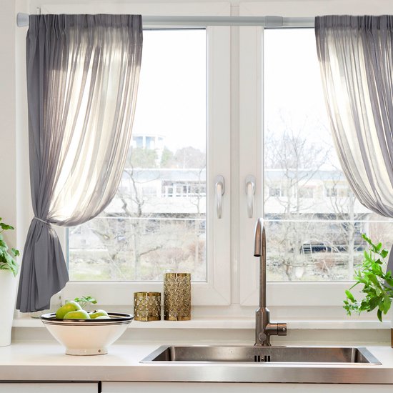 Tringle à rideau extensible Relaxdays - 150 - 280 cm - sans perçage - acier inoxydable - tringle à rideau de douche télescopique - tringle à vêtements