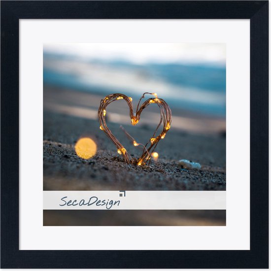 SecaDesign Fika Wood - Cadre photo 50x50 / 40x40 cm format photo avec passe-partout - Zwart
