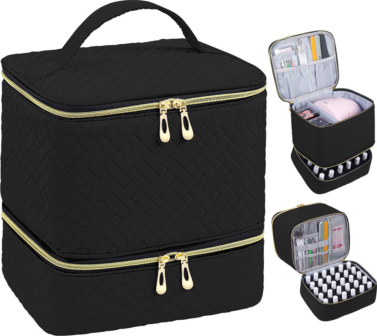 Goedkoopste YONO Nagellak Koffer met Organizer - Nagelkoffer - Tas - Opbergen - Zwart