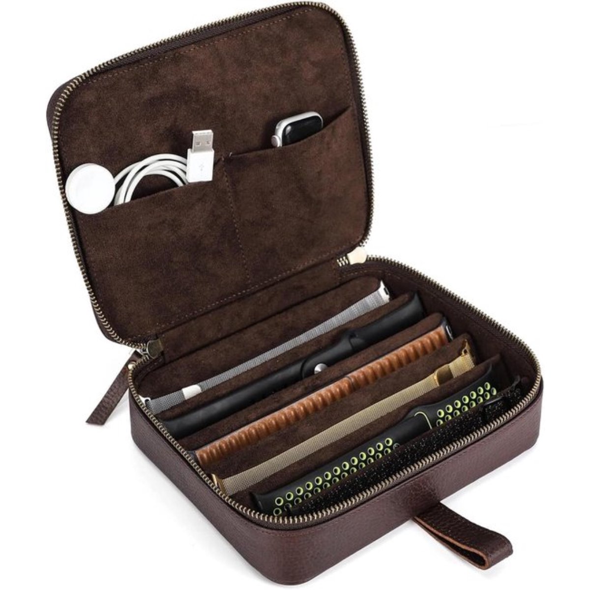 6-Horlogebandjes Case Organizer Leren Reistas - Draagbare Horlogebandjes Opbergdoos