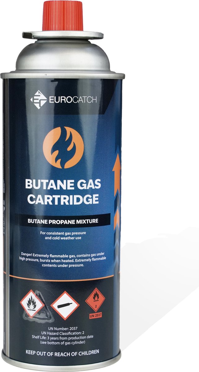 Réchaud Chauffant à Gaz Portable Eurocatch | 1300W, 5 Réglages, Allumage Piézo | Inclut 12 Cartouches Butane | Pour Terrasse, Camping