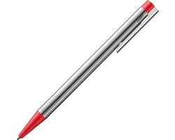 LAMY logo balpen 205 – van roestvrij staal – in de kleur mat rood met geïntegreerode clip-drukknop-eenheid, inclusief grote vullingsmine LAMY M 16 schrijfdikte M in rood