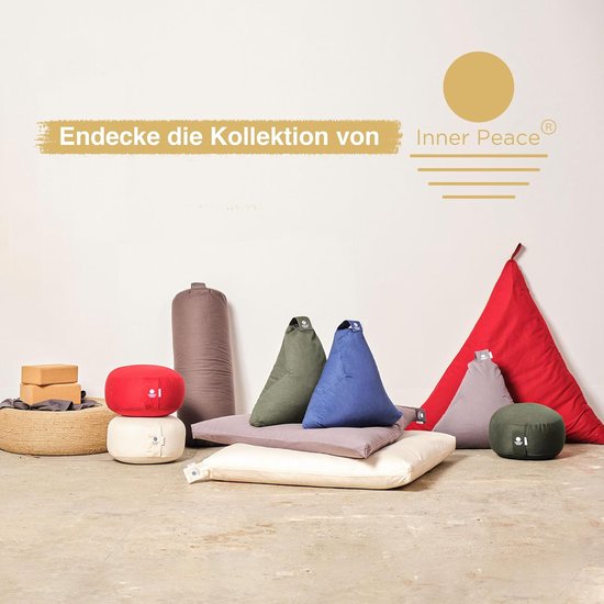 Driehoekig yogakussen, meditatiekussen, 100% biologisch katoen, wasbare overtrek, yogakussen, vloerkussen, meditatie, Öko-Tex-standaard 100, yoga-zitkussen, bodem met biologische speltvulling van Reehut — afbeelding 2