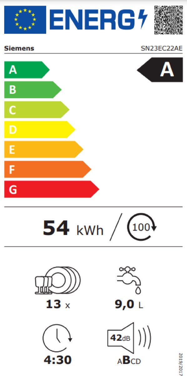 Siemens SN23EC22AE - iQ300 - Vrijstaande vaatwasser - 60 cm - Energielabel A - Home Connect - Geborsteld zwart staal, anti-fingerprint — afbeelding 2
