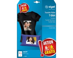 Sigel inkjet transferfolie A4 blanco 6 vel + 6 vel gratis voor donkere kleding / textiel