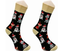 CHRISTMAS / KERST SOKKEN MET HONDEN MOTIEVEN - SOKKEN - 2 Pack - Grappige Sokken voor Mannen & Vrouwen - One Size (41-46) Sokken met Tekst - Humorvolle Huissokken - Geschenk voor Heren, Dames, Vader, Moeder, Vriendin, Zus, Oma - Cadeau SOCKY WOCKY