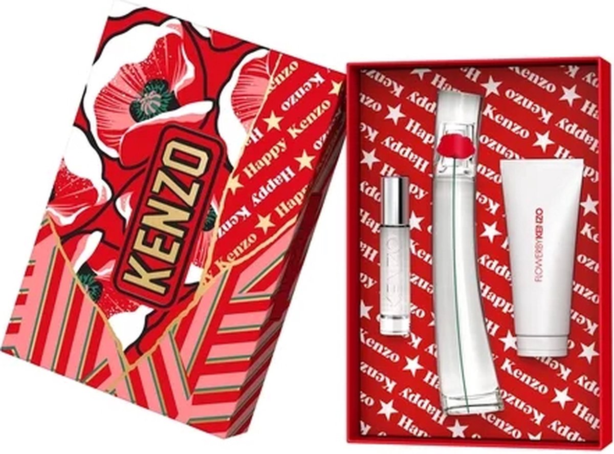 Goedkoopste Kenzo Flower By Kenzo Gift Set - Geschenkset 50ml Eau de parfum - 75ml Body Lotion - 10 ml Eau de parfum spray