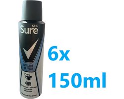 Rexona Men Sure - Rexona Men - Invisible Ice - Deodorant - 6 x 150 ml - Voordeelverpakking