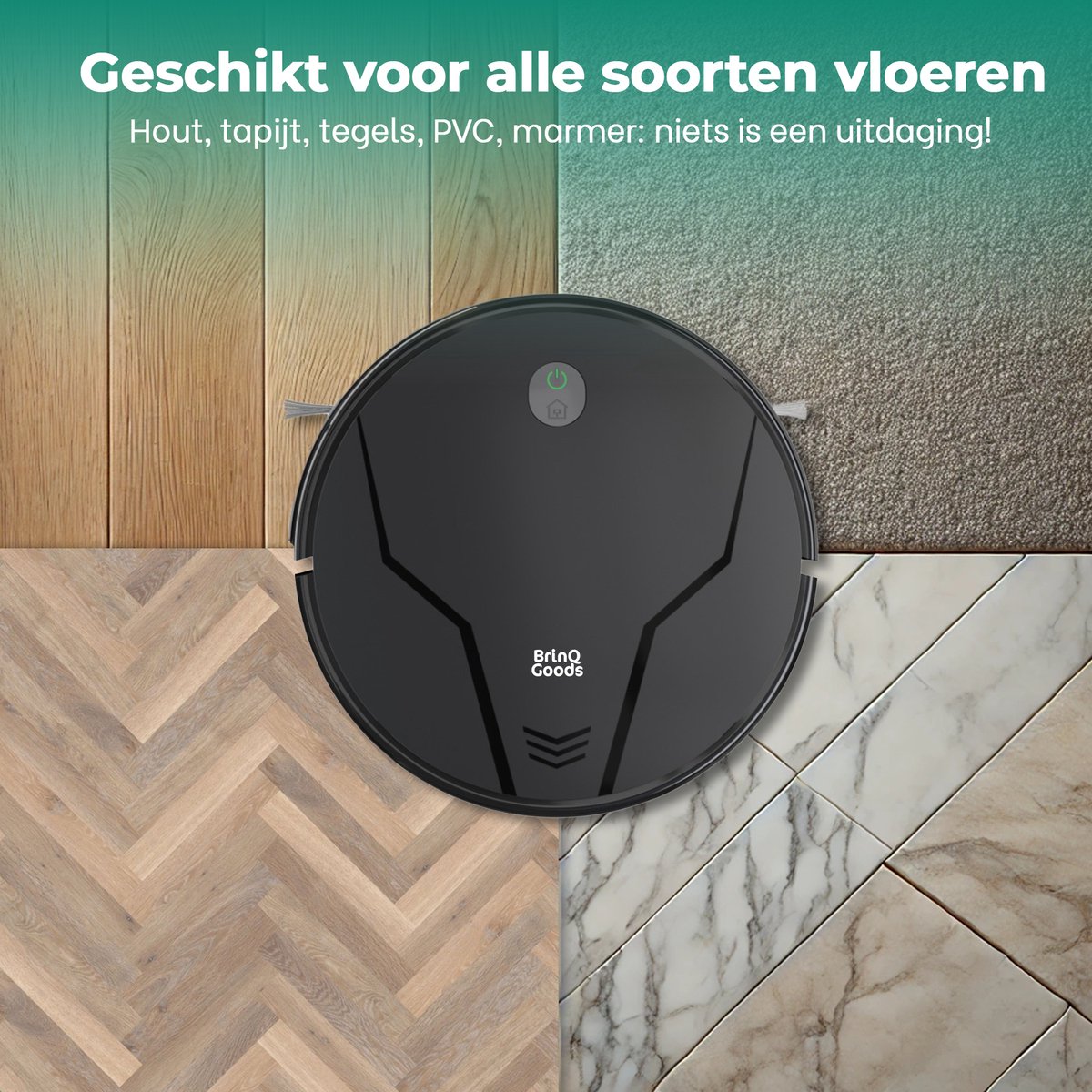 BrinQ Goods - Krachtige Robotstofzuiger Met Dweilfunctie - Met Laadstation - Dweilrobot - Met Afstandsbediening En App - Geschikt voor Huisdieren - Slimme Navigatie — afbeelding 7