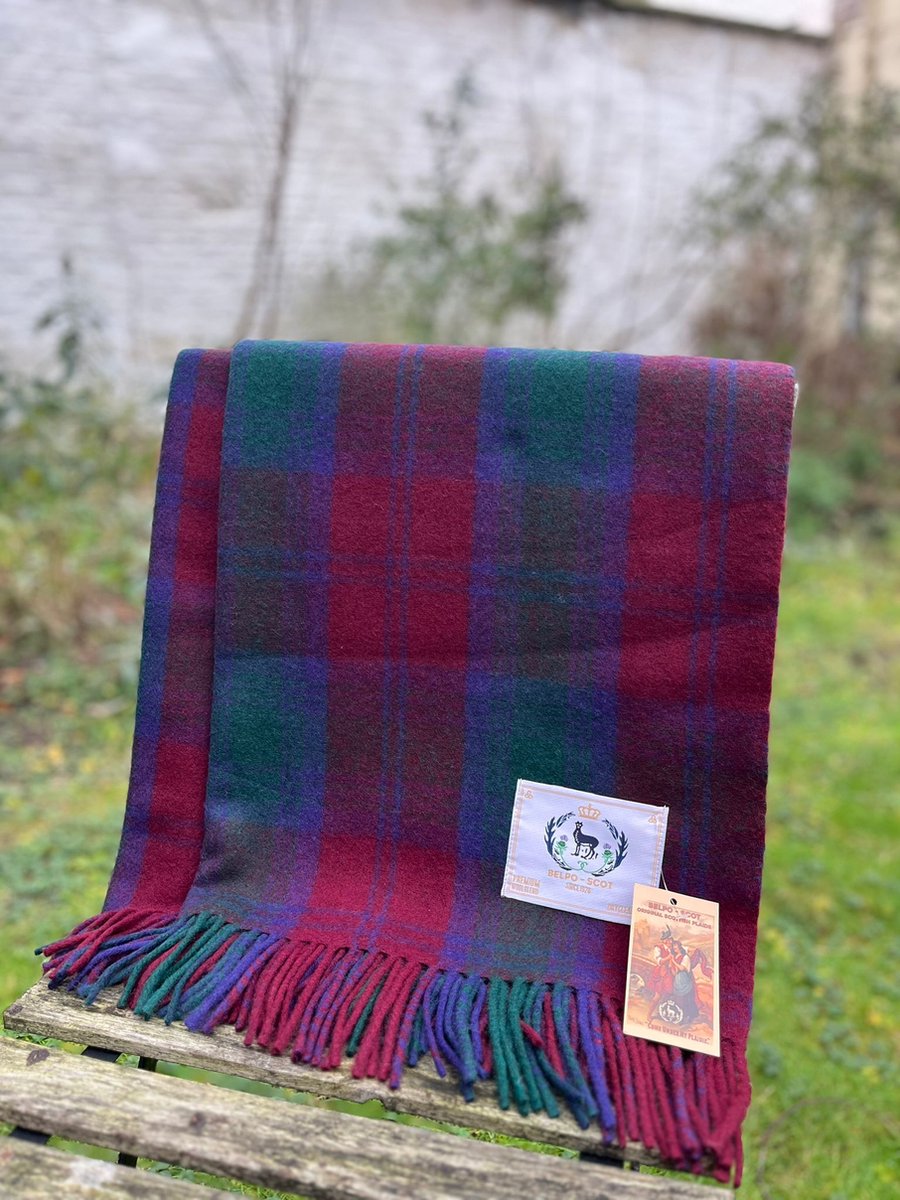 Wollen Tartan plaid Lindsay Modern (100% wol) - BEST SELLER - Tijdloos - warm - zacht - dikke wol - Duurzaam - natuurlijk